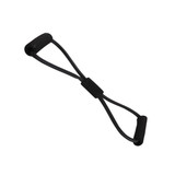 A black Figure 8 resistance band with handles, designed for fitness and sporting activities.