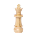 A wooden king chess piece, featuring a cross on top and a smooth, polished finish. Includes engraved branding.