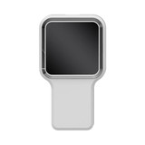 A white Oatley Flash Drive with a square black face and a sleek silver edge, featuring a branding logo.