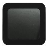 A drink bottle in a glossy black finish with a square shape and rounded corners. It features a subtle logo on the side.