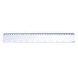 A 30cm white ruler featuring clear metric measurements printed along one edge, ideal for office and business use.