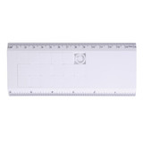Amaze Tile Ruler Puzzle in white with a grid pattern and measurement markings along one edge. Features a circular cutout.