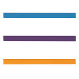 Three straight strips of carpenter pencils in blue, purple, and orange colors. Each pencil has a smooth finish.