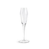 A tulip-shaped champagne glass in clear glass, featuring a slender stem and an elegant design.