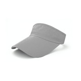 A breathable sun visor in grey with a perforated design and an adjustable band. Features a logo on the side.