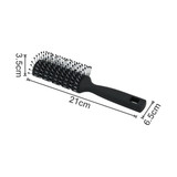 A black Static Vent Hair Brush with a rectangular shape and measurements of 21cm by 6.5cm. It features a handle and plastic bristles.