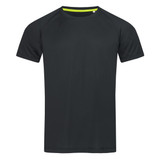 A dark green men's active t-shirt with a round neckline and contrasting trim. It features a logo on the chest area.