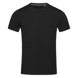 A black Men's Clive Crew Neck T-shirt displayed flat. It features short sleeves and a crew neckline.