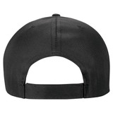 A black polycotton cap featuring a rear adjustable strap and branding on the side.