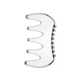 A 2 in 1 scraping board in a shiny silver finish, featuring a sleek, curved design with rounded edges.