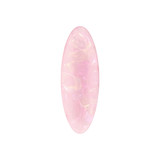 An oval iridescent hair clip in soft pink hues, featuring a glossy surface and a smooth design.