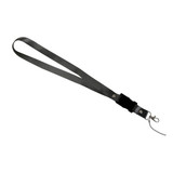 A grey lanyard with a secure clip and a loop, designed for attaching a flash drive or ID badge.