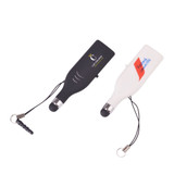 A stylus flash drive set featuring a black and a white stylus, each with a lanyard attachment.