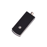 A black Puller Swivel Flash Drive with a sleek design and a metallic swivel cap. It features a small button on the side.