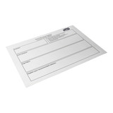 A magnetic whiteboard in white with sections for notes and a logo on the corner.
