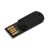 A black paper clip flash drive with a glossy finish and a USB connector. It features a logo on the surface.