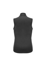 A black women's vest featuring a high collar, with a fitted design and no visible branding.