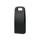 A drink bottle bag designed to hold two wine bottles, featuring a black exterior and a handle.