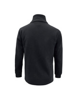 A men's heavy weight fleece jumper in black, featuring a high collar and long sleeves. It has a logo on the back.