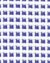 A close-up of a fabric featuring a blue and white check pattern, suitable for a button-up shirt.