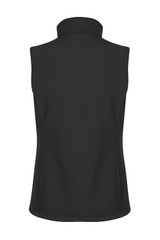 A black sleeveless vest with a high collar, featuring a fitted design and no visible logos or branding.