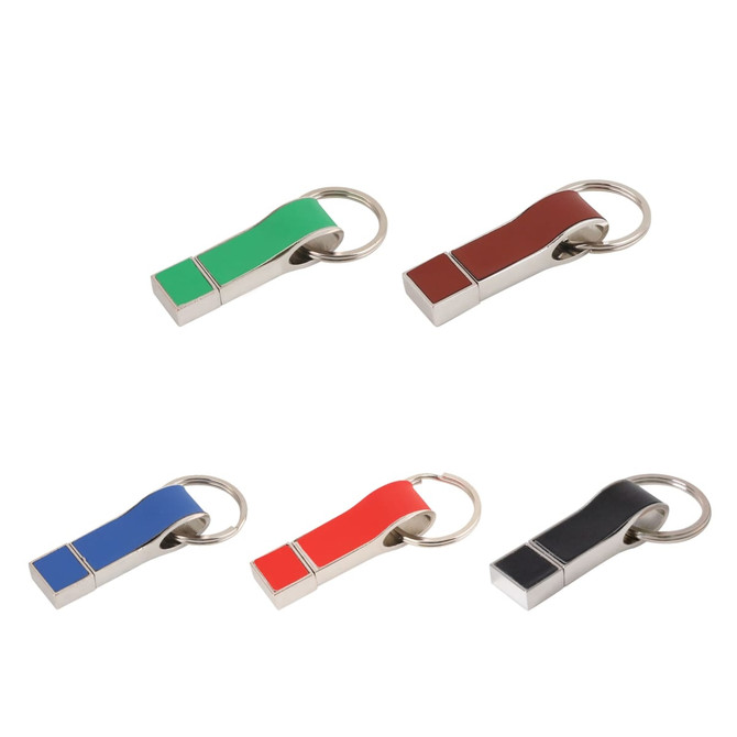 A set of five Draco Flash Drives in green, brown, blue, red, and black, featuring a keyring attachment.