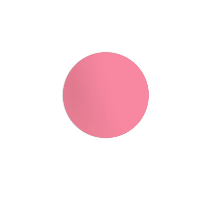 A pink lacrosse ball with a smooth surface and a simple design. Features a logo on one side.