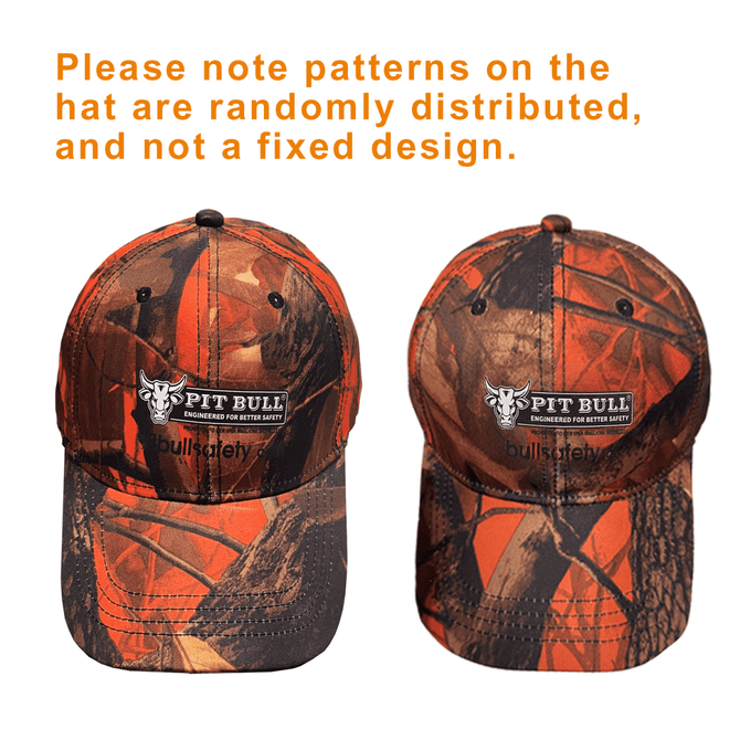 A camouflage cap in shades of brown, green, and orange with a logo on the front. Features a six-panel design.