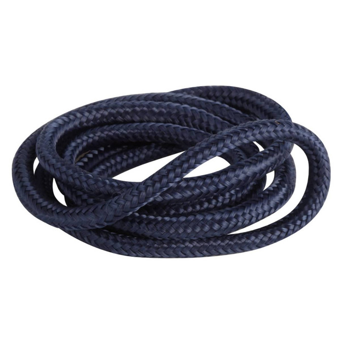 A 4mm lanyard cord in a dark navy blue, coiled neatly with a braided texture.