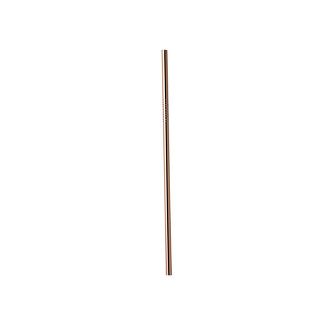A stainless steel straw with a sleek gold finish, featuring a subtle logo. Ideal for eco-friendly drinking.