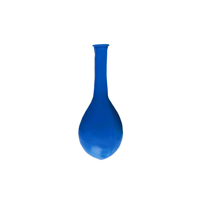 A blue 30cm balloon with a tapered neck, featuring a smooth surface and a round body.