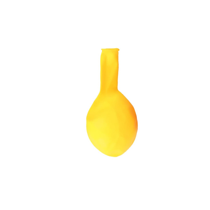 A yellow 30cm balloon with a smooth surface, featuring a tied opening.