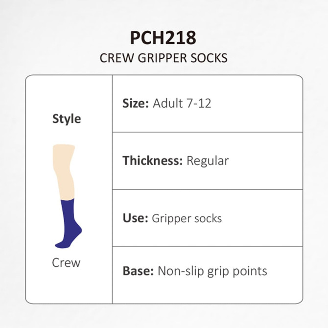 Crew Gripper Socks in navy blue, featuring non-slip grip points, suitable for adults size 7-12.