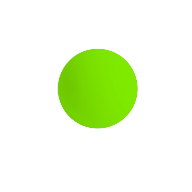 A bright green lacrosse ball with a smooth surface and circular shape. It features branding on one side.