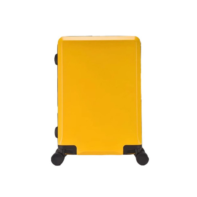 A yellow wheeled business suitcase with a sleek design and four wheels for easy manoeuvrability. A yellow wheeled business suitcase with a sleek design and four wheels for easy manoeuvrability.