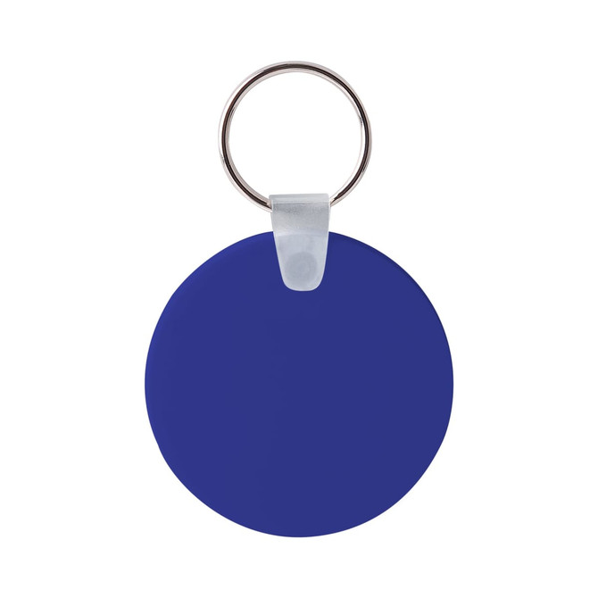 A round blue Durasoft keyring with a silver metal ring attached for easy carrying. A round blue Durasoft keyring with a silver metal ring attached for easy carrying.