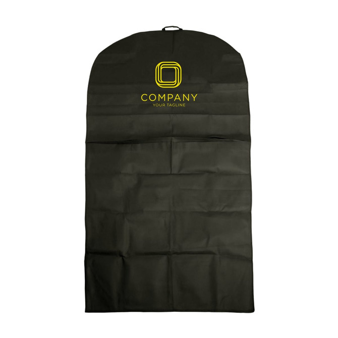 A black non-woven car seat cover featuring a logo at the top. Ideal for outdoor and leisure use.