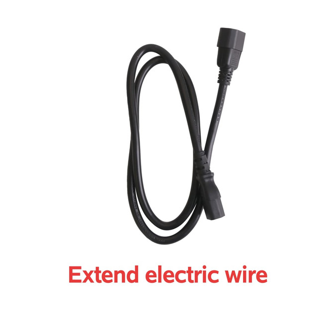 A black electric extension wire with connectors at each end.