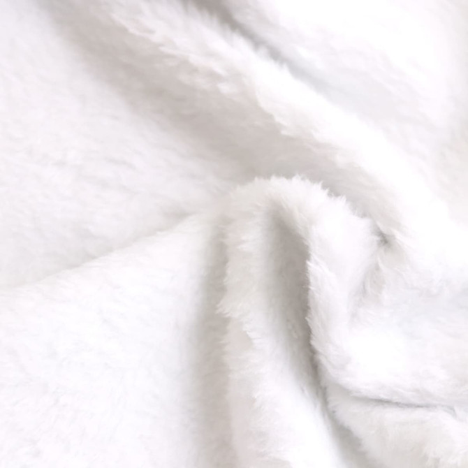 A soft, fluffy white flannel blanket with a luxurious texture. Features a subtle sheen.