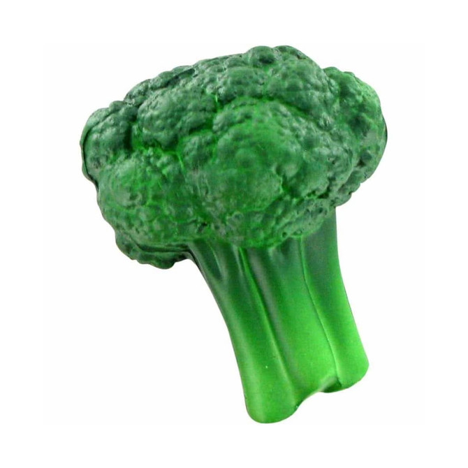 A green cauliflower-shaped stress reliever with a textured surface, designed for fun and relaxation.