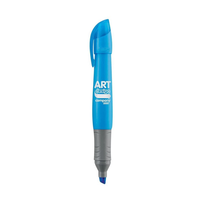 A blue Brite Liner Grip XL pen with a grey grip, featuring a branding logo on its body.