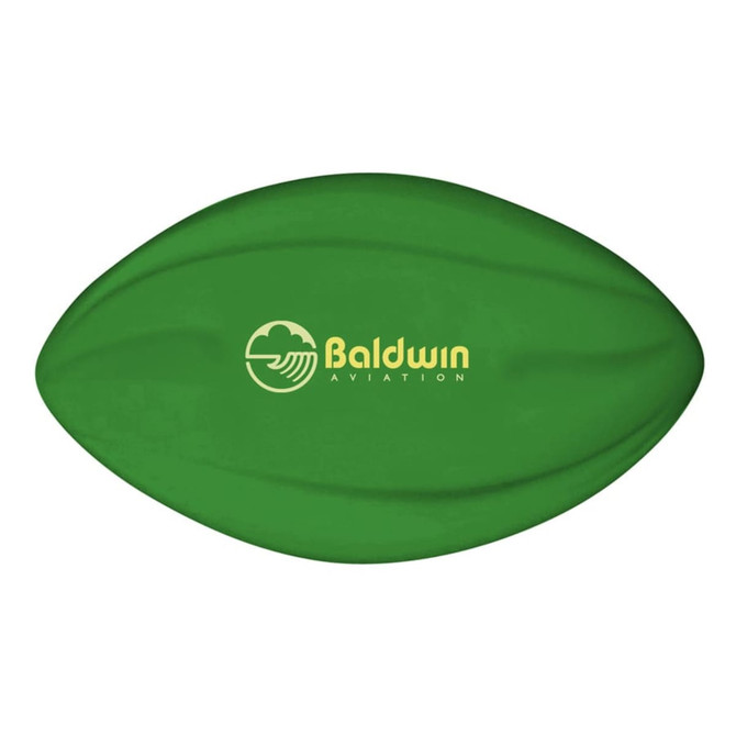 A green 135mm Spyro football with a textured surface and a logo on it.