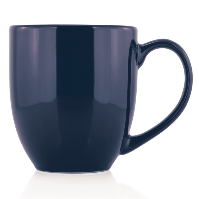 A ceramic mug with a sleek design in navy blue, featuring a comfortable handle. Holds 400ml.