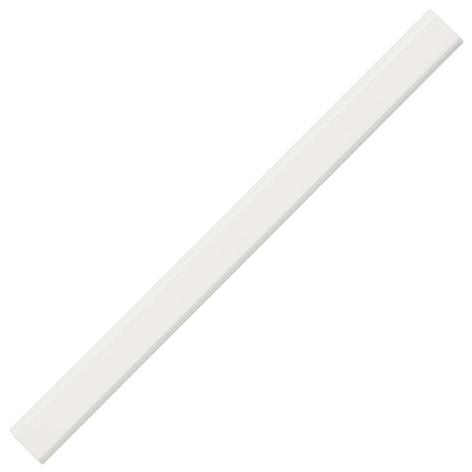 A white pencil-like product with a smooth surface and straight edges, featuring a logo.
