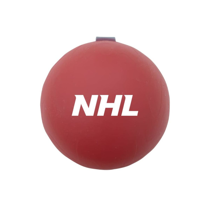 A round red reusable water balloon featuring a white logo. The product is designed for fun and games.