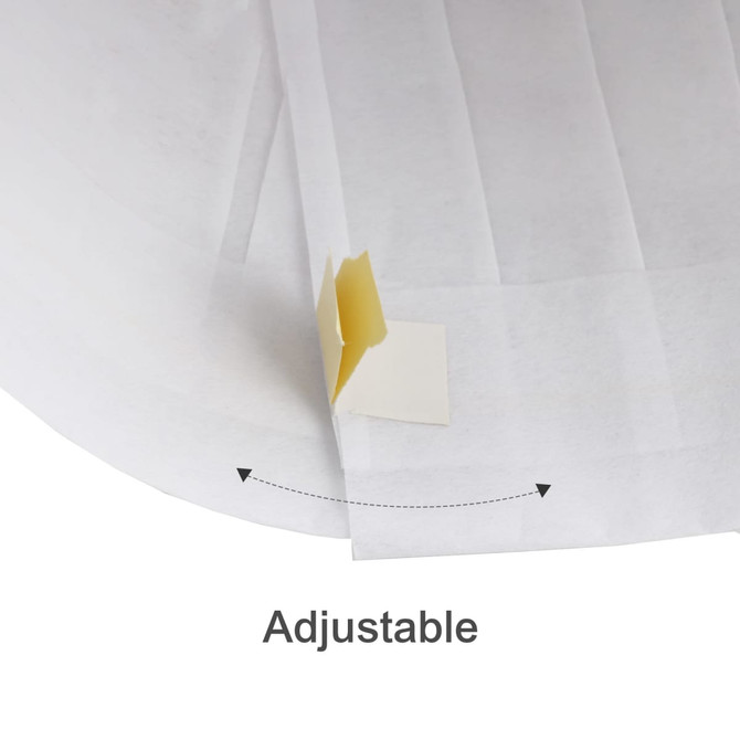 A white disposable non-woven chef hat featuring an adjustable closure for a customised fit.