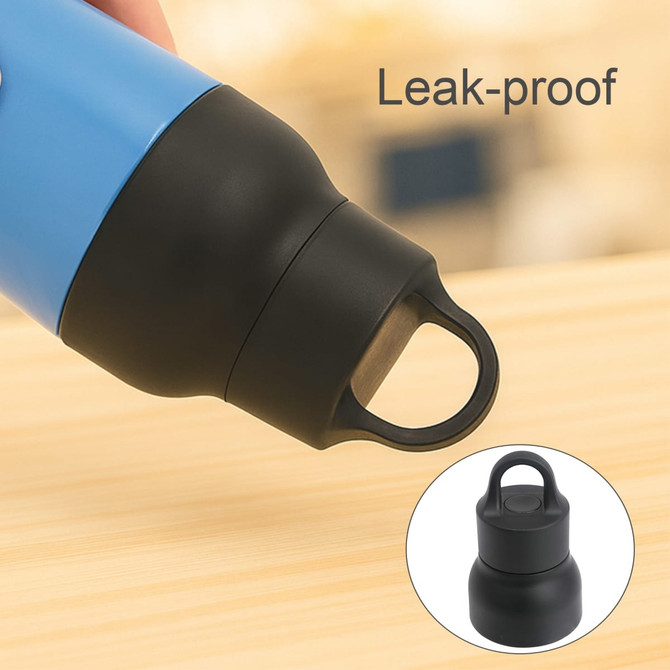 A drink bottle in blue and black with a leak-proof lid and a handle for easy carrying. Features a branding logo. A drink bottle in blue and black with a leak-proof lid and a handle for easy carrying. Features a branding logo.