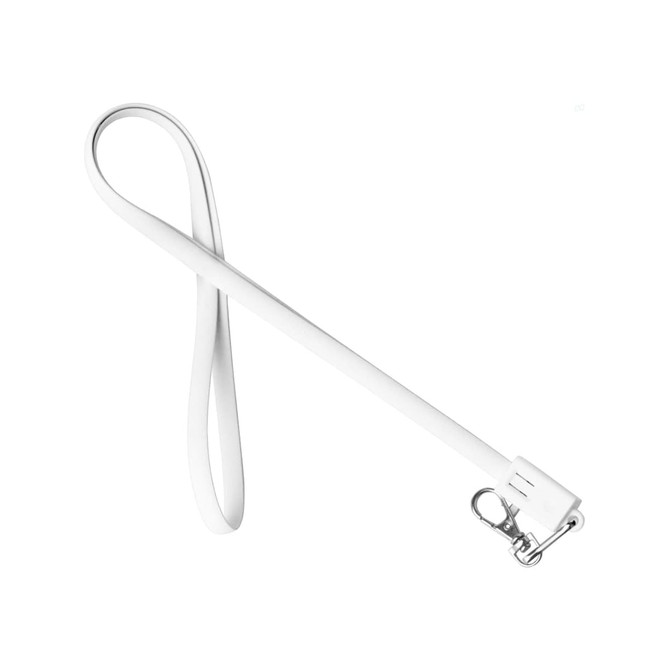 A white TPE lanyard charging cable with a clip attachment and a connector at one end.