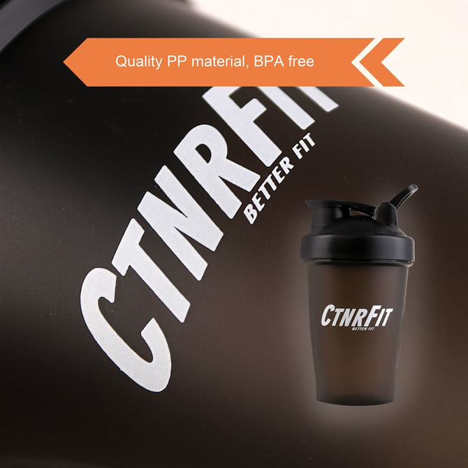 A drink bottle in matte black, 400ml capacity, featuring a logo and a flip-top lid. Made from BPA-free materials.