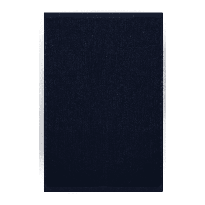 A navy blue gym towel with a textured surface, featuring a logo. Suitable for leisure and outdoor activities. A navy blue gym towel with a textured surface, featuring a logo. Suitable for leisure and outdoor activities.